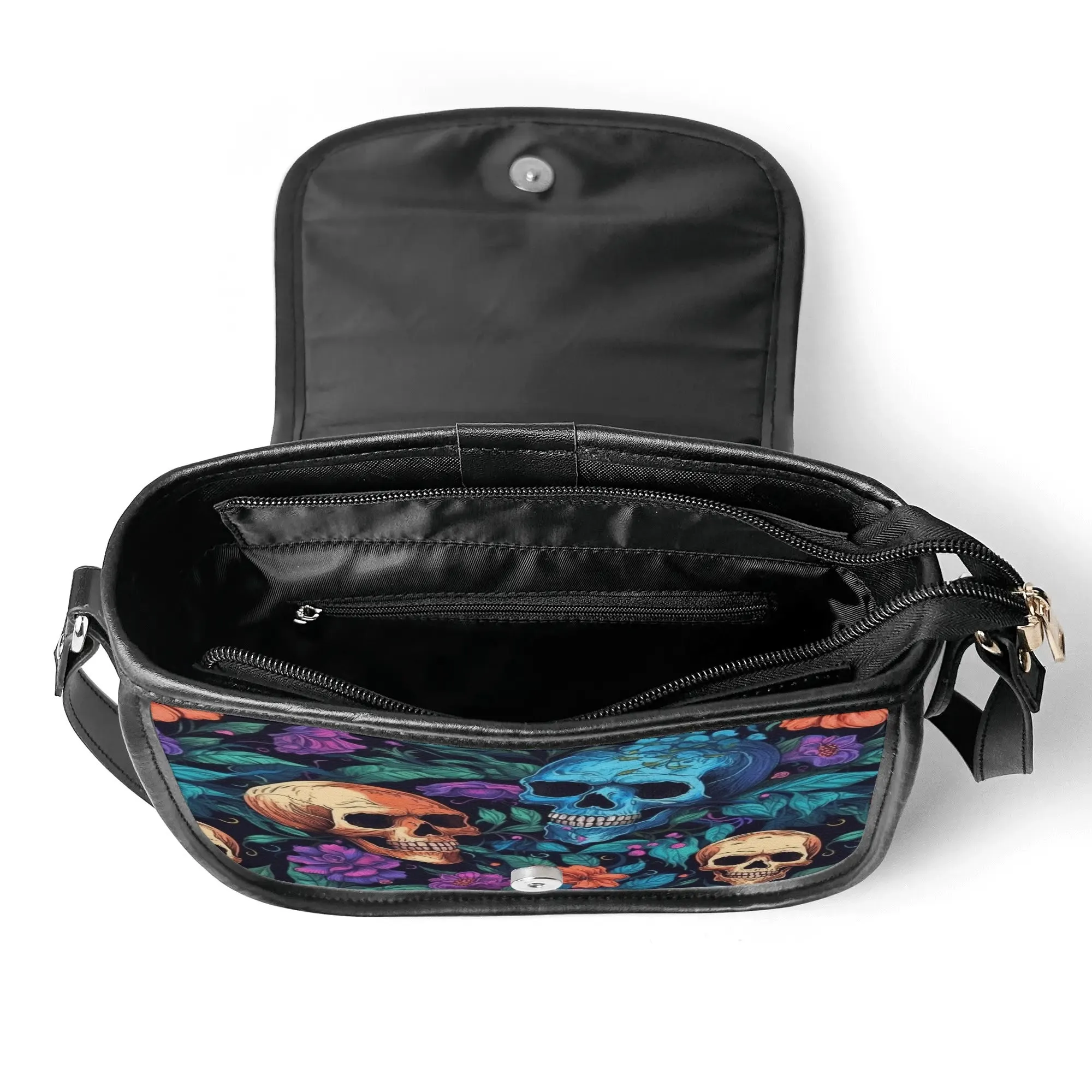 The Pock-It Saddle Handbag - Skull Garden