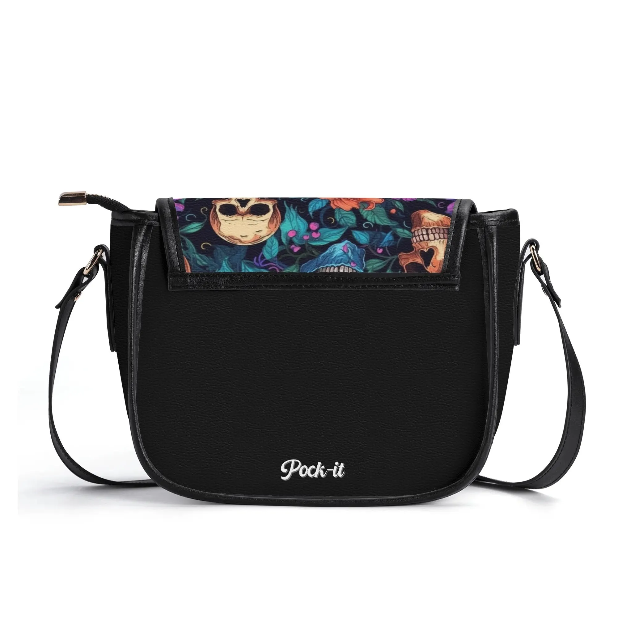 The Pock-It Saddle Handbag - Skull Garden