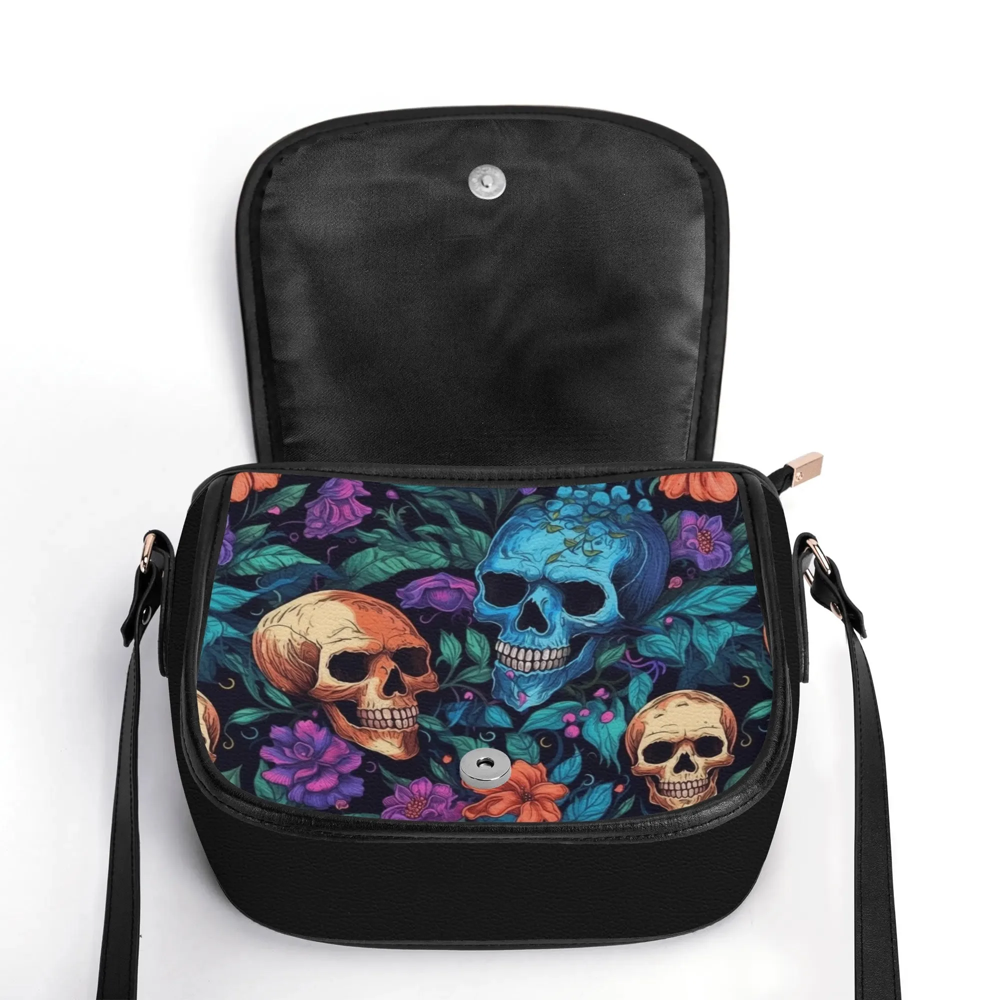 The Pock-It Saddle Handbag - Skull Garden