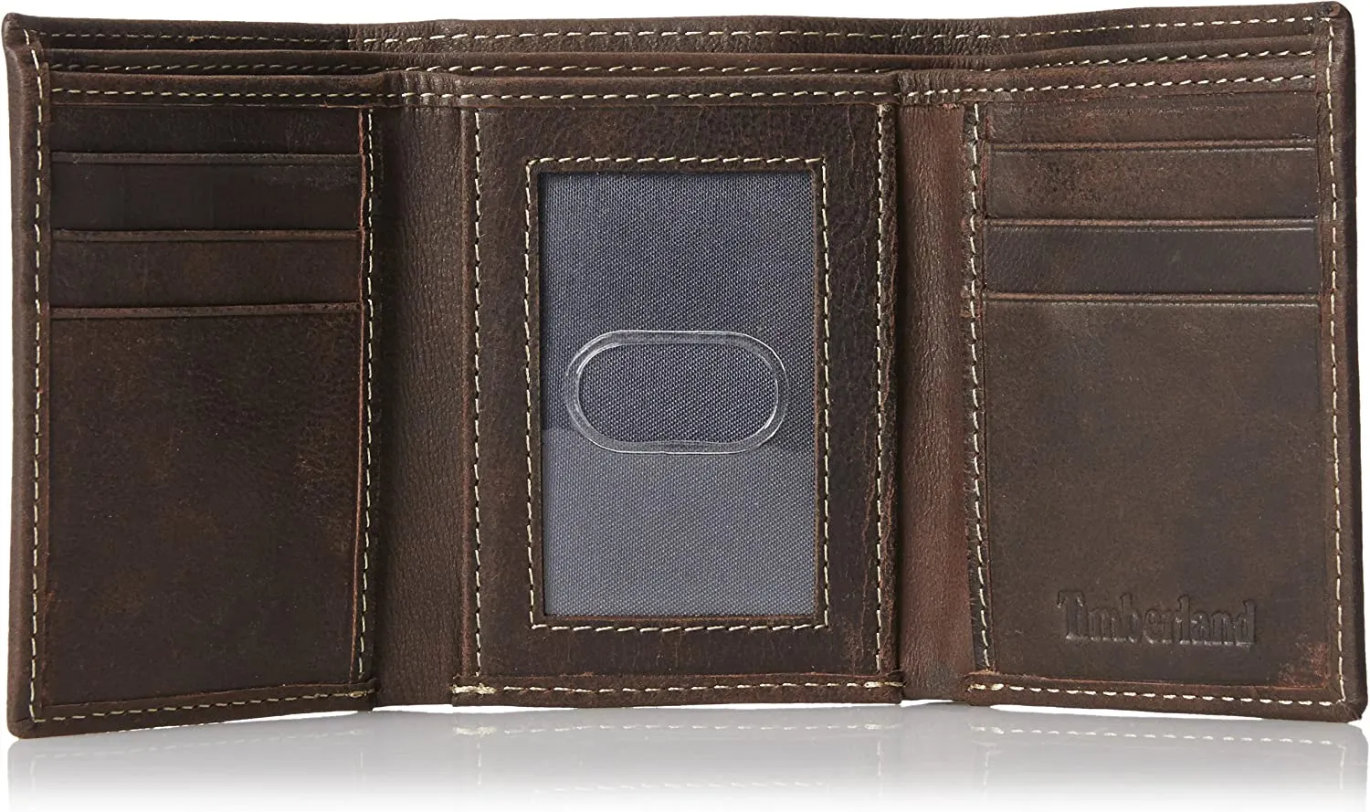 Timberland Mens Leather Trifold Wallet with ID Window