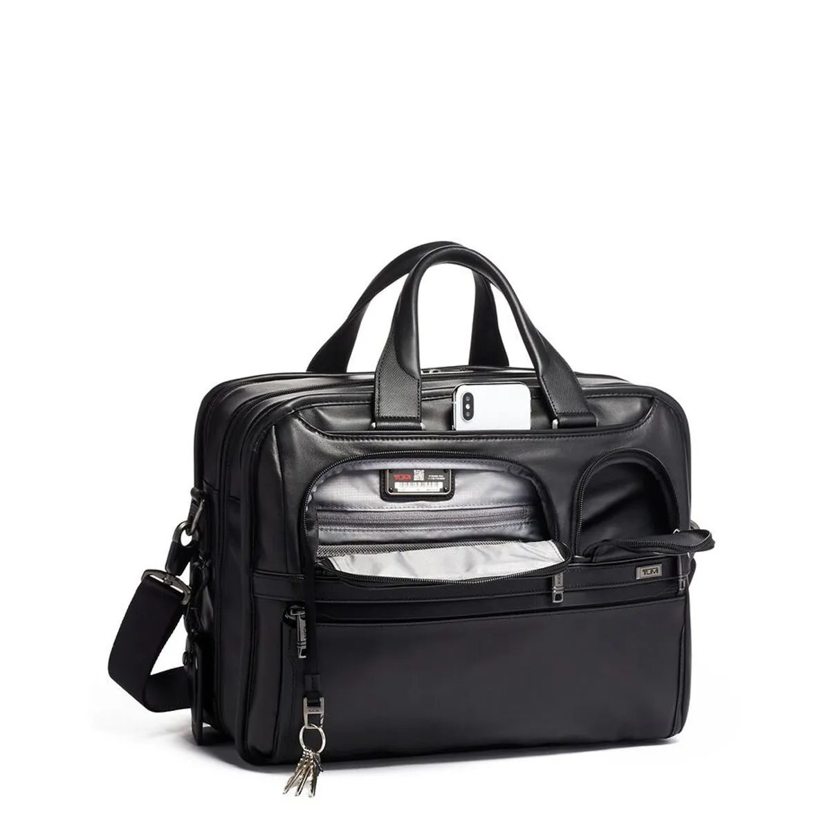 Tumi Alpha Leather Organiser Laptop Brief - Black