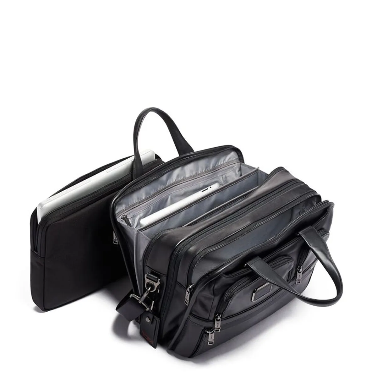 Tumi Alpha Leather Organiser Laptop Brief - Black