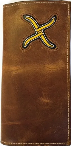 Twisted-X Brown Rodeo Wallet with Gold Embroidered Logo