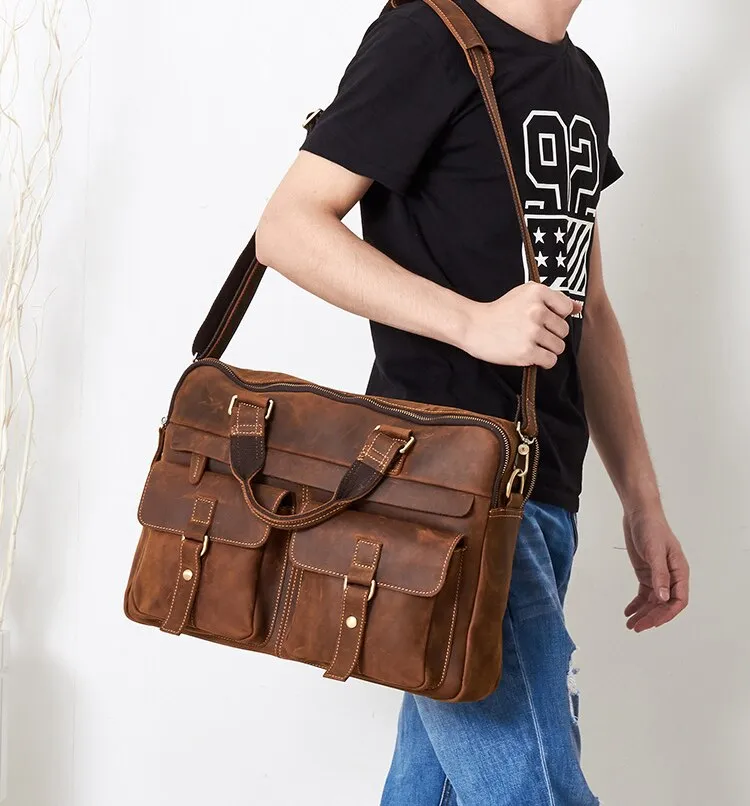 West Louis™ Vintage Style Leather Briefcases