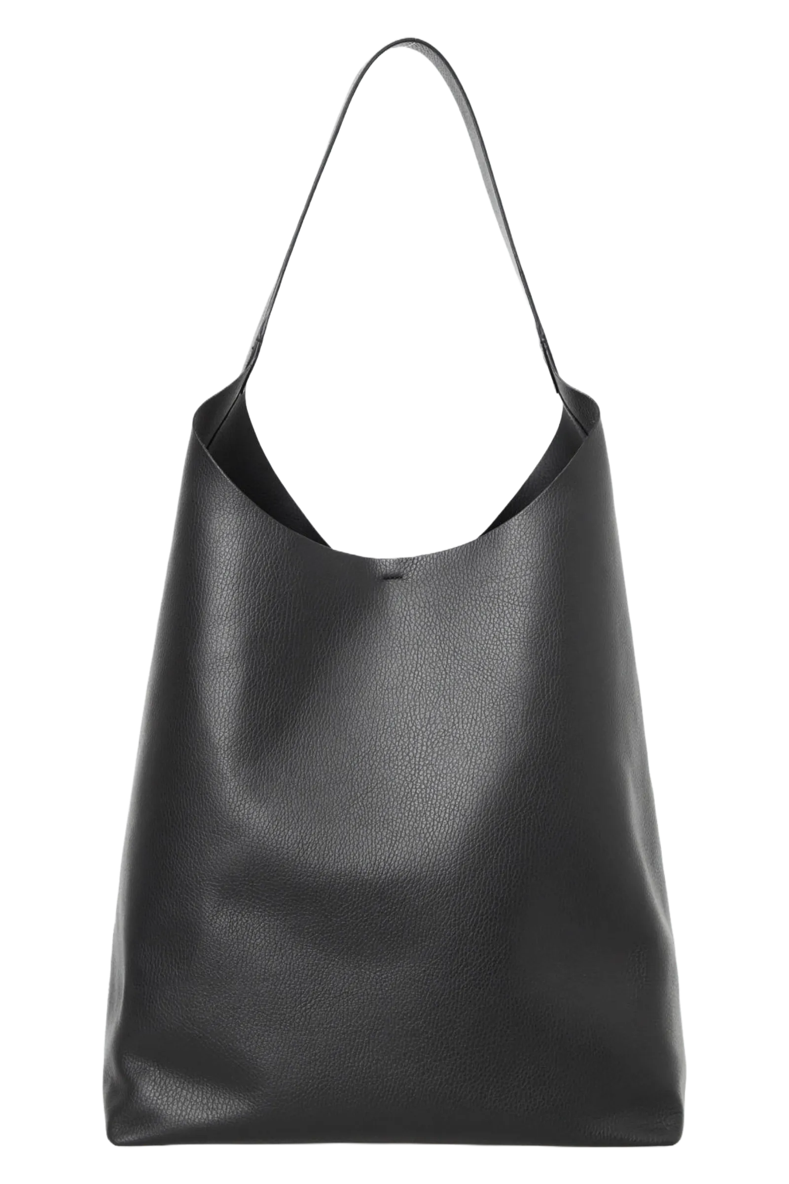 Women's Black Serif Tote - Leather