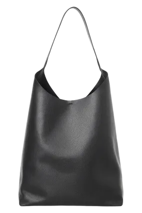 Women's Black Serif Tote - Leather